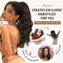 FLUFYMOOZ Ponytail Extension, 18 Inch Claw Clip Ponytail Extension, Wavy Curly Claw Clip in Ponytail Hair Extensions, Natural Ponytail Synthetic Hairpiece for Women (Ash Brown with Blonde Highlights)