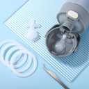 4 x 2pcs Replacement Stopper with 4pcs Seal O-Ring Gasket for Thermos Funtainer 16oz Stainless Steel Vacuum Insulated Bottle, Flower Silicone Lid Plug with Gasket & Tweezers (Transparent)