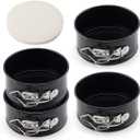 Tellshun 4 Pack Small Springform Cheesecakes Pan Tins Set 4 Inch Mini Baking Mold 4 Pieces Round Leakproof Nonstick Removable Bottom Bakeware for Pie Pizzas and Quiches Includes 50Pcs Parchment Paper