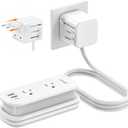 VYLEE Universal Travel Adapter with 6FT Extension Cord, International Power Adapter for Europe UK US AU, Cruise Ship Essentials with 2 AC Outlets & 3 USB Ports USB-C, Travel Plug Adapter Worldwide