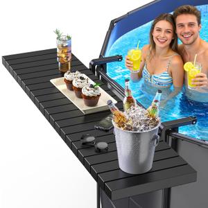 Pool Bar, Hyperzoo Swim-Up Above Ground Poolside Bar, Upgrade Your Pool Experience, Fits ≤4.4” Top Rail, 49"×9.6" Rust-Free ABS Table Holds 110 lbs, Poolside Table for Round Frame Swimming Pools