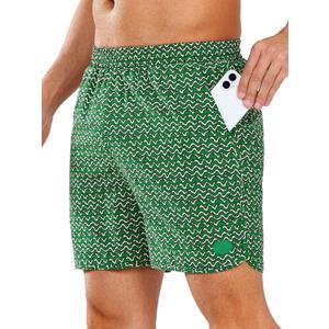 NORTHYARD Mens Swim Trunks 5" Beach Swim Shorts Quick Dry Bathing Suit with Mesh Liner Packable (Green, L)