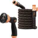 Pocket Hose 50 FT Copper Bullet Expandable Garden Hose w/10 Pattern Thumb Spray Nozzle AS SEEN ON TV 650psi 3/4 in Patented Lead-Free Ultra-Lightweight Solid Copper Anodized Aluminum