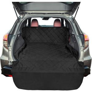 F-color SUV Cargo Liner for Dogs, Heavy Duty Water Resistant Pet Cargo Cover Dog Seat Cover Mat for Mid-Size SUVs Sedans Vans with Bumper Flap Protector, Non-Slip, Standard Size Universal Fit, Black