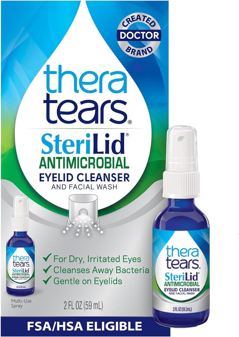 TheraTears SteriLid Antimicrobial Eyelid Cleanser and Face Wash, for Eye Care, 2 Fl Oz