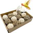Bird Toys Sola Balls Parakeet Toys Natural Soft Chew Grass Balls with Cuttlebone for Parrots Conures Rabbits Hamster Guinea Pig Chinchilla(Style 2, 18 PCS)