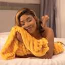 Yellow Fleece Throw Blanket 5060 for Couch Sofa Bed,Super Soft Cozy Plush Microfiber Flannel Blanket with 3D Stripes Lightweight for Adults,Woman,Girls,Gold