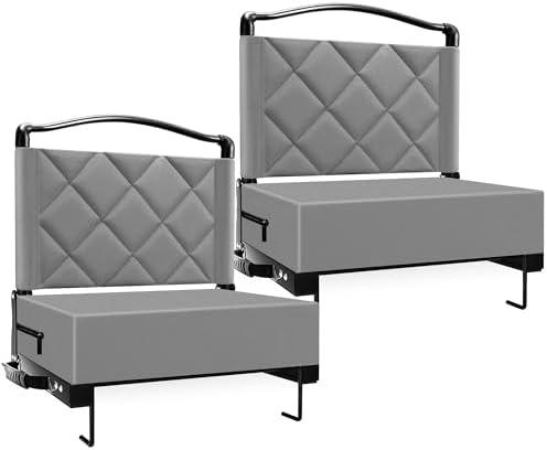 Kaganoon Stadium Seats with Back Support Cushion, Folding Stadium Seats for Bleachers Hold up 400lbs, Wide Bleacher Seat with Shoulder Strap & Handle Perfect for Sports Events (Gray, 2pcs)