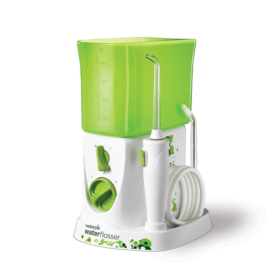 Waterpik Water Flosser for Kids, Countertop Water Flosser for Children and Braces, WP-260, Green (23 Piece Set)