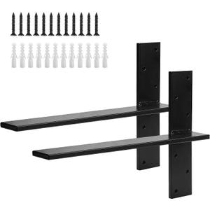 2 Pack Free Hanging T Shelf Bracket, Solid Heavy Duty Steel T Shelf Bracket with Screws, Floating Shelf Brackets, Granite Countertop Support Brackets,Powder Coated, DIY Projects (20 Inch)