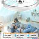 Ceiling Fans with Lights and Remote, Low Profile Ceiling Fan, Morden Flush Mount LED Fan Light, 3000K-6500K Dimmable for Bedroom, Kitchen, Living Room, Frosted, White, 19inch