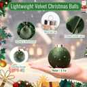 Christmas Tree Ornaments Set Velvet Balls, 12pcs Shatterproof Christmas Bulbs Ornaments for Xmas Tree Decorative Hanging, Vintage Flocked Decoration, 78mm, 3.15 in, Multicolor Green Brown Neutral