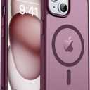 zapica Magnetic for iPhone 15 Case & iPhone 14 Case, [Compatible with MagSafe] [Military Grade Drop Protection] Translucent Matte Shockproof Anti-Scratch Phone Cover, Wine Red