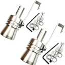 DEVMO 2pcs XL Size Aluminum Alloy Universal Turbo Sound Exhaust Muffler Pipe Whistle Car Roar Maker Silver Tone