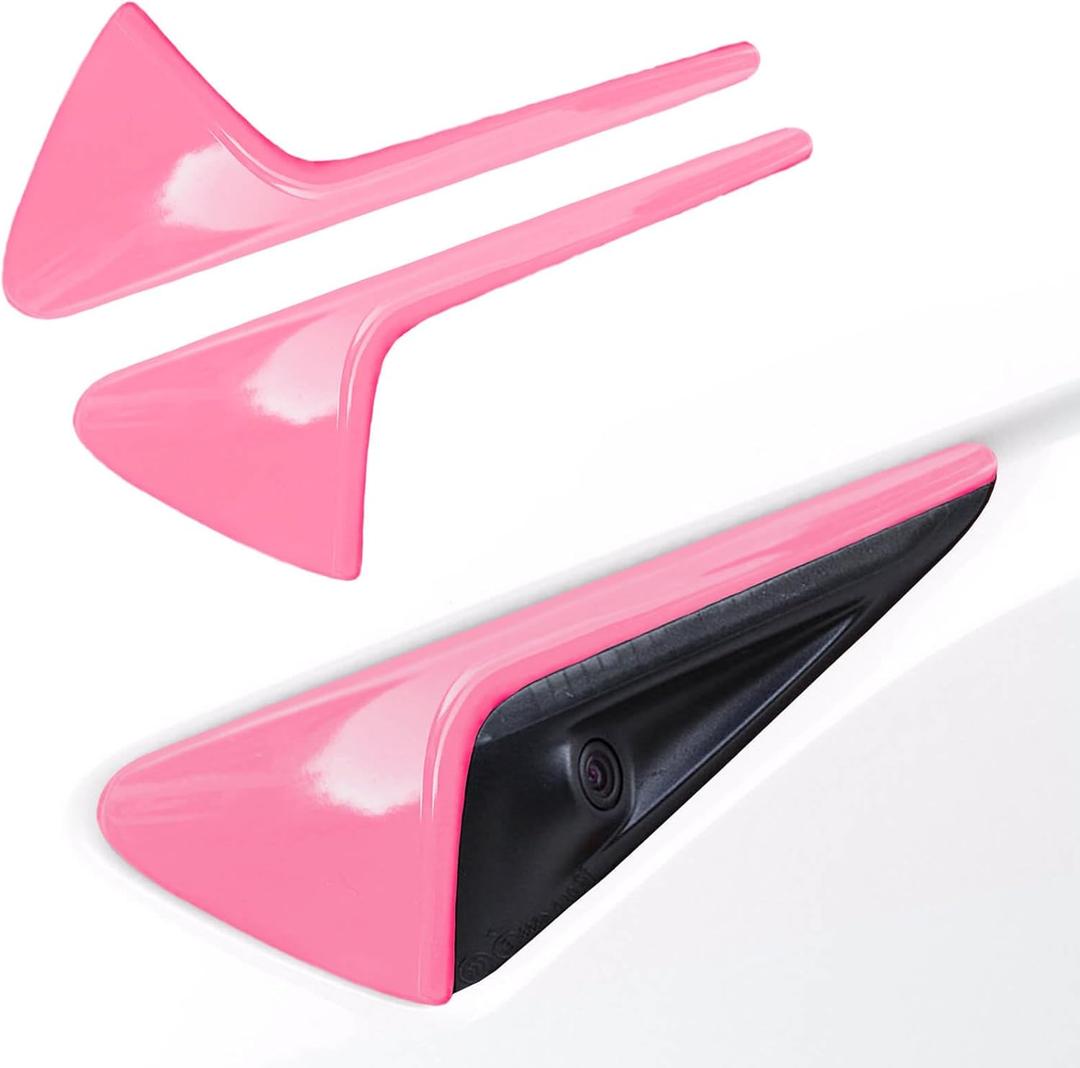 2 Pcs Side Blind Spot Camera Covers for Tesla HW3.0, Compatible with Model 3 and Model Y (Pink, HW 3.0)