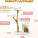 Real Wood Modern Cat Tower, Climbing Tower Cats Tree with Scratching Post and Ball, Cat Furniture with Flower Bed for 37.5" Tall, Branch Luxury Condo for Indoor Wood Cats Large Adult Tree, Warm White