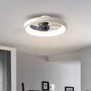 Ceiling Fan with Lights Dimmable LED Reversible Blades Timing with Remote Control, 5 Invisible Blades Semi Flush Mount Low Profile Fan (21.5in, White)