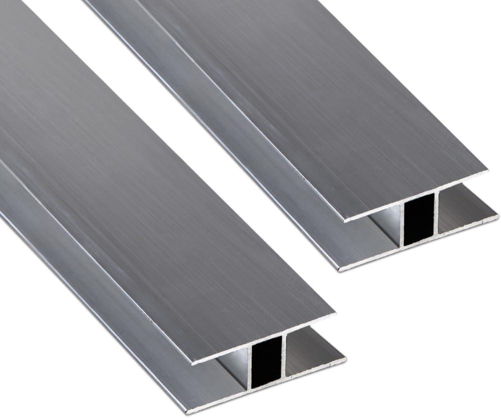 Aluminum H Connectors - Fits 8mm Twin-Wall Greenhouse Panels, Join 2 Pieces of Panels Together, 4-Foot Length, 10 Pieces (8mm Aluminum H Connectors)