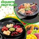 mwellewm 10 Pcs Round Plastic Appetizer Tray with Lid Divided Serving Tray, Disposable Food Storage Containers, Plastic Tray Storage, Kids Snack, Fruit Platter Vegetable Trays for Party and Buffet