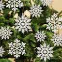 Christmas Decorations 36Pcs White Snowflake Ornaments Christmas Tree Decorations Snow Flake Ornament Indoor Plastic Glitter Snowflake Ornaments for Xmas Trees Winter Wonderland Decor