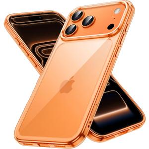 JETech Case for iPhone 17 Pro 6.3-Inch, Non-Yellowing Shockproof Phone Bumper Cover, Anti-Scratch Clear Back (Orange)