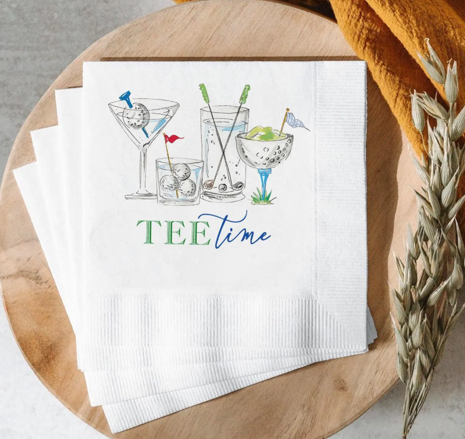 Tee Time Napkins: Golf Party Cocktail Beverage Napkins (25 Pack)