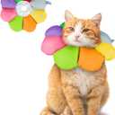 ANWA Cat Cone Collar Soft, Waterproof Cat Recovery Collar, Adjustable Soft Cone for Cats After Surgery (Medium, Rainbow)