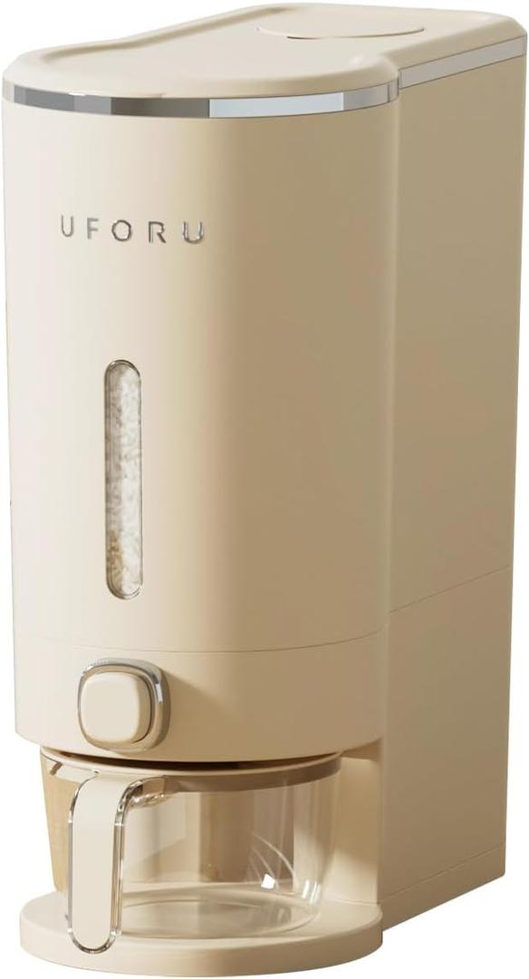 Rice Dispenser, Rice Storage Container with Measuring Cup for Kitchen Pantry Household, Cereal Dry Food Storage Containers Airtight, Sealed Moisture Proof 22 Lbs (Cream White 22Lbs)