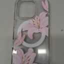 NITITOP Compatible with iPhone 16 Pro Case Clear Magnetic Compatible with MagSafe Cute Lily Flowers Floral for Women Girls Hard PC Back Shockproof Protective Phone Cover - Pink