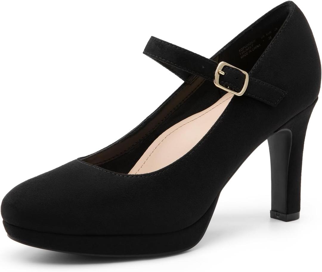 DREAM PAIRS Women's Pumps Close Toe Classic High Heels Round Toe Comfortable Low Platform Mary Jane Dress Shoes (10)