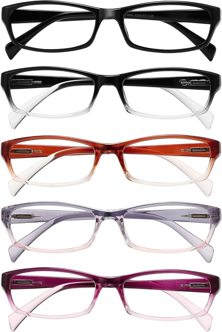 Gaoye Reading Glasses for Women, 5 pack Fashion Readers for Women Spring Hinge Eye Glasses, Blue Light Reading Glasses