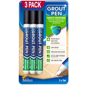 Grout Pen Black Tile Paint Marker: Waterproof Grout Paint, Tile Grout Colorant and Sealer Pen - Black, Narrow 5mm Tip (7mL) - 3 Pack