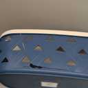 Extra-Large Plastic Storage Basket with Handles  Blue & Cream Decorative Bin for Bathroom, Living Room, or Laundry  Designer Leather Pattern Organizer Basket, 16.7L