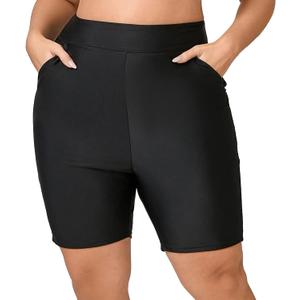 Halcurt Women's 5" High Waisted Swim Board Shorts (Available in Plus) Bikini Swimsuit Bottoms Modest Boyshorts