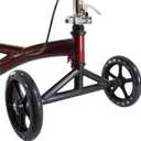 Roscoe Medical Knee Walker Scooter for Adults for Foot Surgery, Foldable Leg Scooter for Broken Foot, All Terrain Adjustable Knee Crutch Scooter, Burgundy, Supports Up to 350 lbs