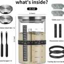 Wissy&Konny Sourdough Starter Jar,2PACK 35OZ Wide Mouth with Ounce Scale line,Date Marked Feeding Band, Thermometer, Sourdough Jar Scraper, Cloth Cover & Stainless Steel Lid Sourdough Starter Kit