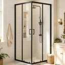 Corner Shower Door 36" W x 36" D x 72" H, Matte Black Shower Stall Corner Shower Enclosure, 1/4" SGCC Clear Tempered Glass with Magnetic Seal