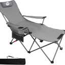 Northroad Foldable Camping Chair w/Foot Rest, Outdoor 6 Legged Beach Chair w/Footrest, Adjustable 90- 135 Reclining Lounge Chair w/Detachable Pillow, Cup Holder & Carry Bag, 39.37" x 33.46" x 35.83"