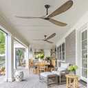 Haipeel 72 Inch Ceiling Fans without Lights, 72" Wood Large Ceiling Fan no Light with Remote Control, Indoor Outdoor Ceiling Fan no Light Propeller for Patios Farmhouse Garage High cfm, Bronze Gray