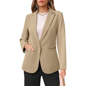 luvamia Dressy Blazers for Women Button Long Sleeve Lapel Business Casual Outfits Office Work Suit Blazer with Pockets