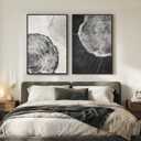 Framed Black and White Tree Ring Wall Art for Living Room, Set of 2 Large Abstract Wood Grain Canvas Prints Paintings, Modern Farmhouse Nature Artwork Decor for Bedroom Hallway, 24x36 Inch