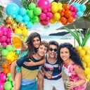 148pcs Tropical Balloon Arch Kit with Hot Pink Lime Green Teal Yellow Orange Metallic Gold Green Long Balloons fo Luau Tropical Hawaiian Pool Birthday Party Decorations