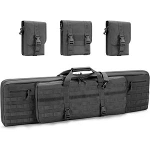 REEBOW GEAR Tactical Double Long Range Bag Outdoor Multifunctional Transportation Case Black/Tan 36/42/46 inches