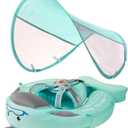 Mambobaby Float Baby Float with Canopy Non Inflatable Baby Pool Float Upgraded Tail Infant Swim Trainer Water Float for Toddler Infant 3-24 Months No Flip Over, Green, Large