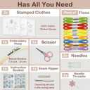 Bradove 3 Sets Leaves and Flowers Embroidery Kit for Beginners, Beginner Embroidery Kit for Adults, Learn to Embroider Kit Adult Beginner, Stitches Kit