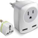 European Travel Plug Adapter, The US to Europe & UK Power Outlet Converter, USA to England Ireland German Italy Spain France Greece Iceland International Electrical Adaptor USB Wall Charger