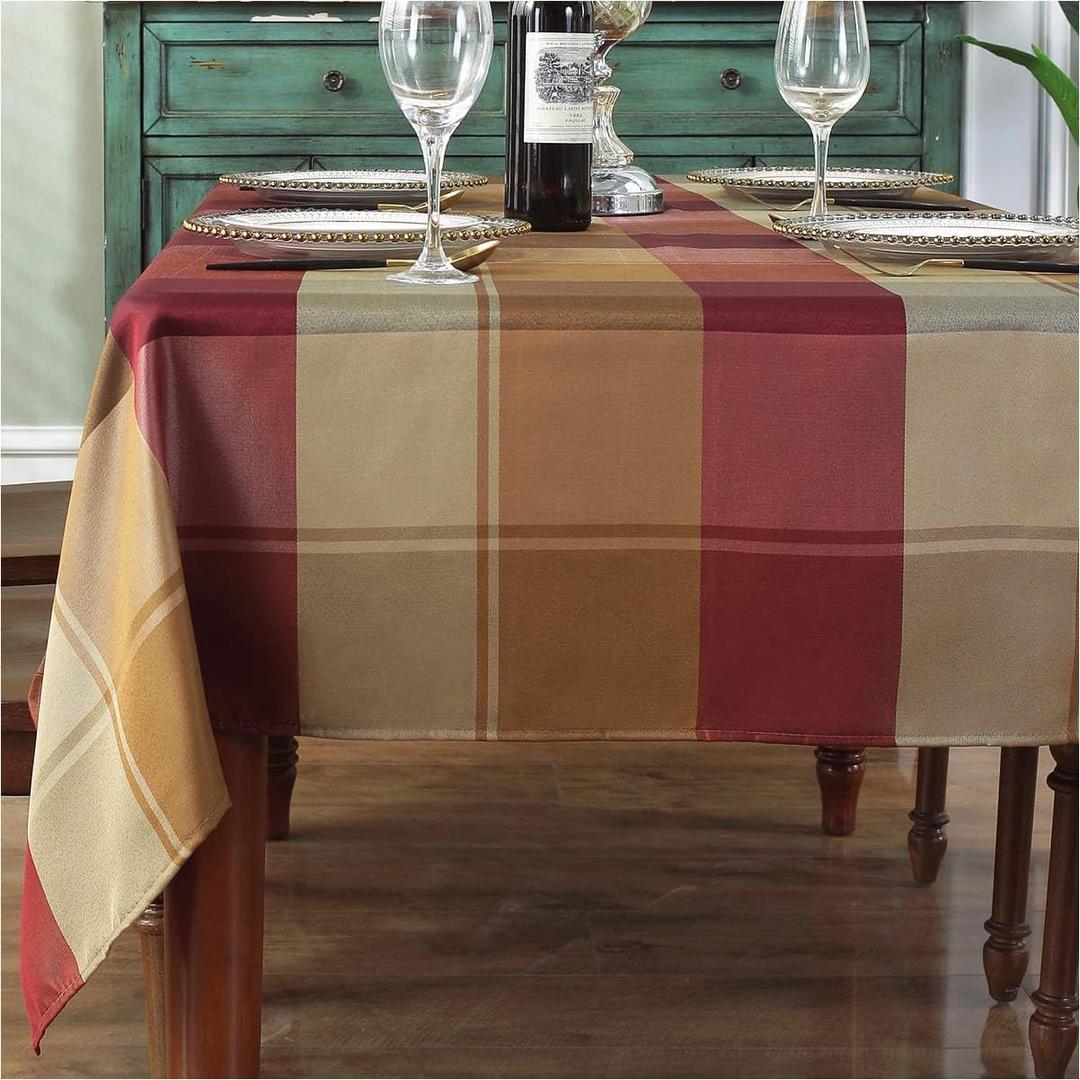 SASTYBALE Rectangle Tablecloth Checkered Style Polyester Table Cloth Spillproof Heavy Weight Table Cover for Kitchen Dinning Tabletop (Rectangle/Oblong,60" x 120"(10-12 Seats),Red)