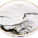 Round White Marbling Decorative Tray with Handles, 13" Morden Plastic Serving Tray for Coffee Table Bathroom, Ottoman, Home Decor 
