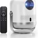 Movie Projector with WiFi 6 and Bluetooth, with Built-in Speaker | 4K Decoding and 1080P Output | One-Touch Focus | 360 Rotation | Portable Projector, Compatible with IPhone/Android/TV stick