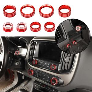 JWWY for Colorado Radio AC Knobs Air Conditioner Switch Button for 2014-2025+Chevy Colorado, Center Console 4WD Switch Knob for GMC Canyon 2014-2022 Interior Accessories Aluminum Alloy Red, 8 Pcs